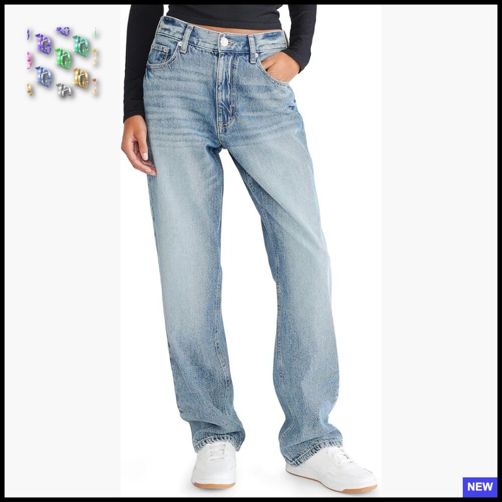 High Rise Loose Fit Straight Leg Jeans 90s Y2K Retro Relaxed Vintage Denim